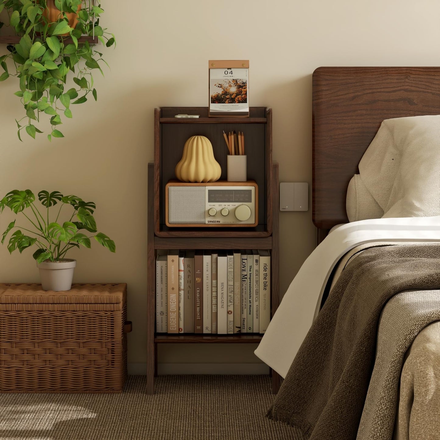 Solid Oak 3 Tier Ladder Bookshelf