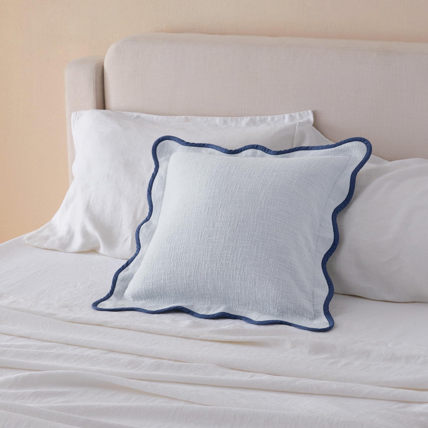 Double Stitch Scalloped Throw Pillow Covers - 100% Cotton