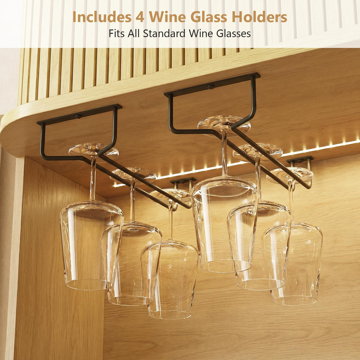 71" Tall Fluted Wine Bar Cabinet with Storage