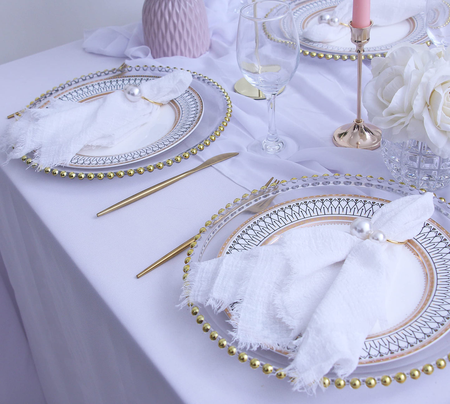 Cloth Napkins with Fringe Set of 12,100% Soft Cotton, Gauze Washable Easter Napkins for Wedding Decorative Dinner Parties, Valentine's Day (16''*16'') Light Blue