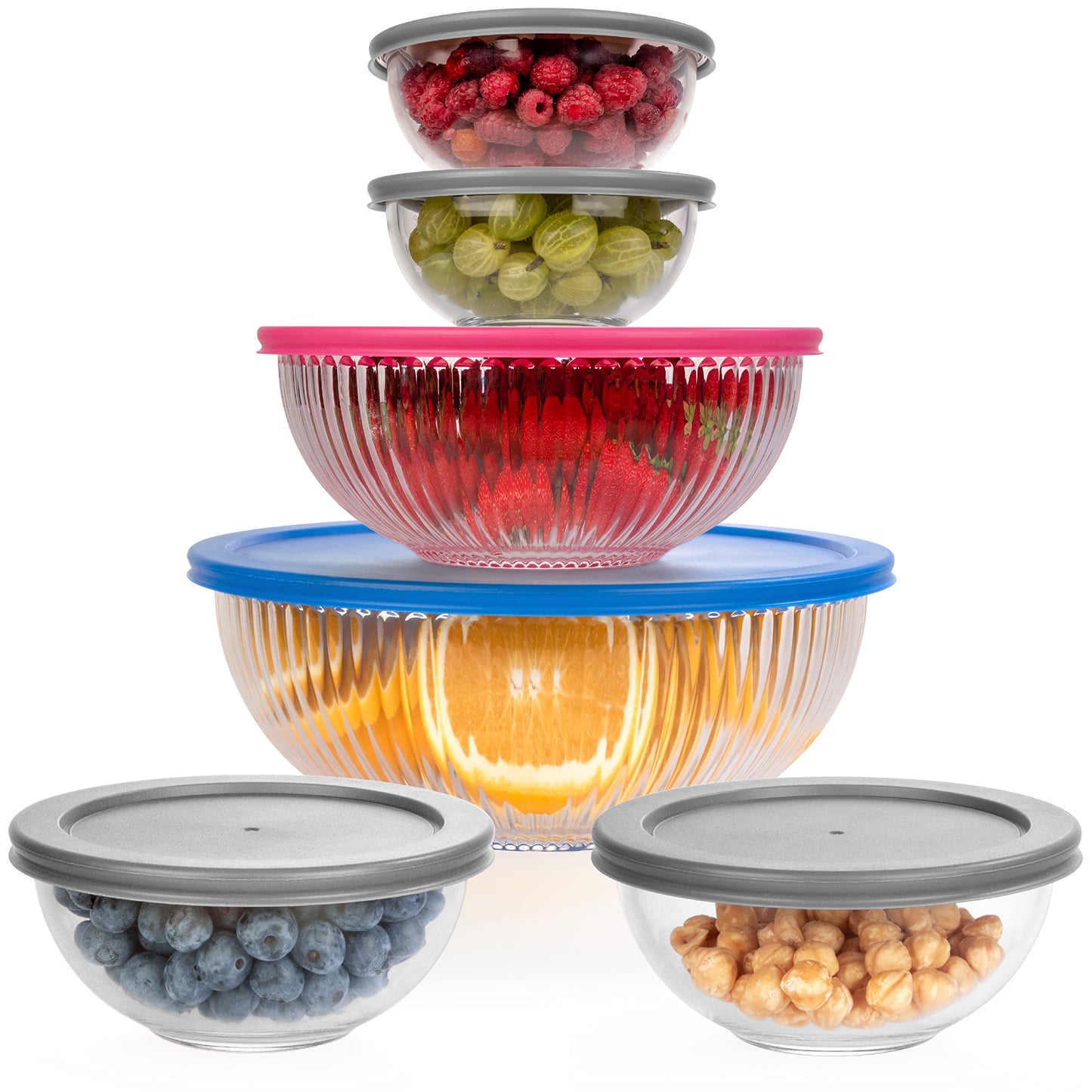 Glass Container Set with Acacia Lids - 4 Stackable Meal Prep Containers. Durable heat resistant Inert Borosilicate Glass