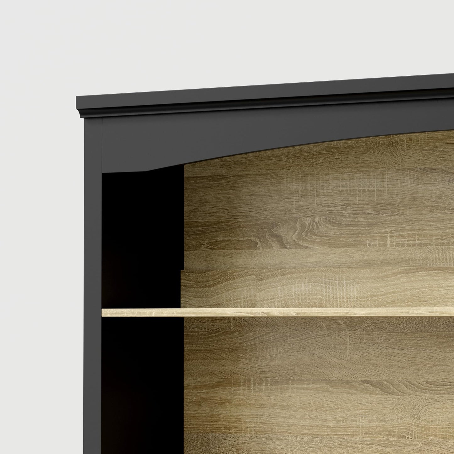 Bookcase Wall with Ladder Black & Wood Grain