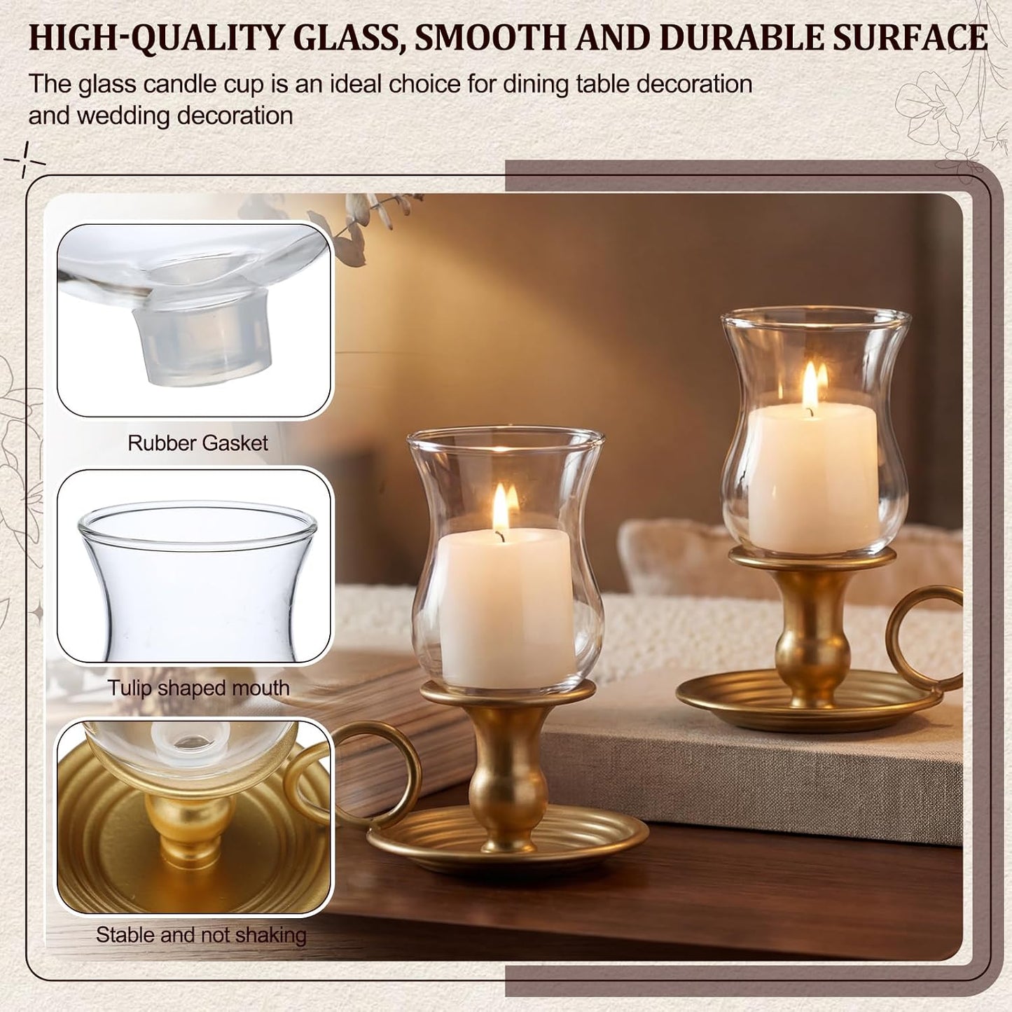 2 Set Hurricane Candle Holders Brass Metal