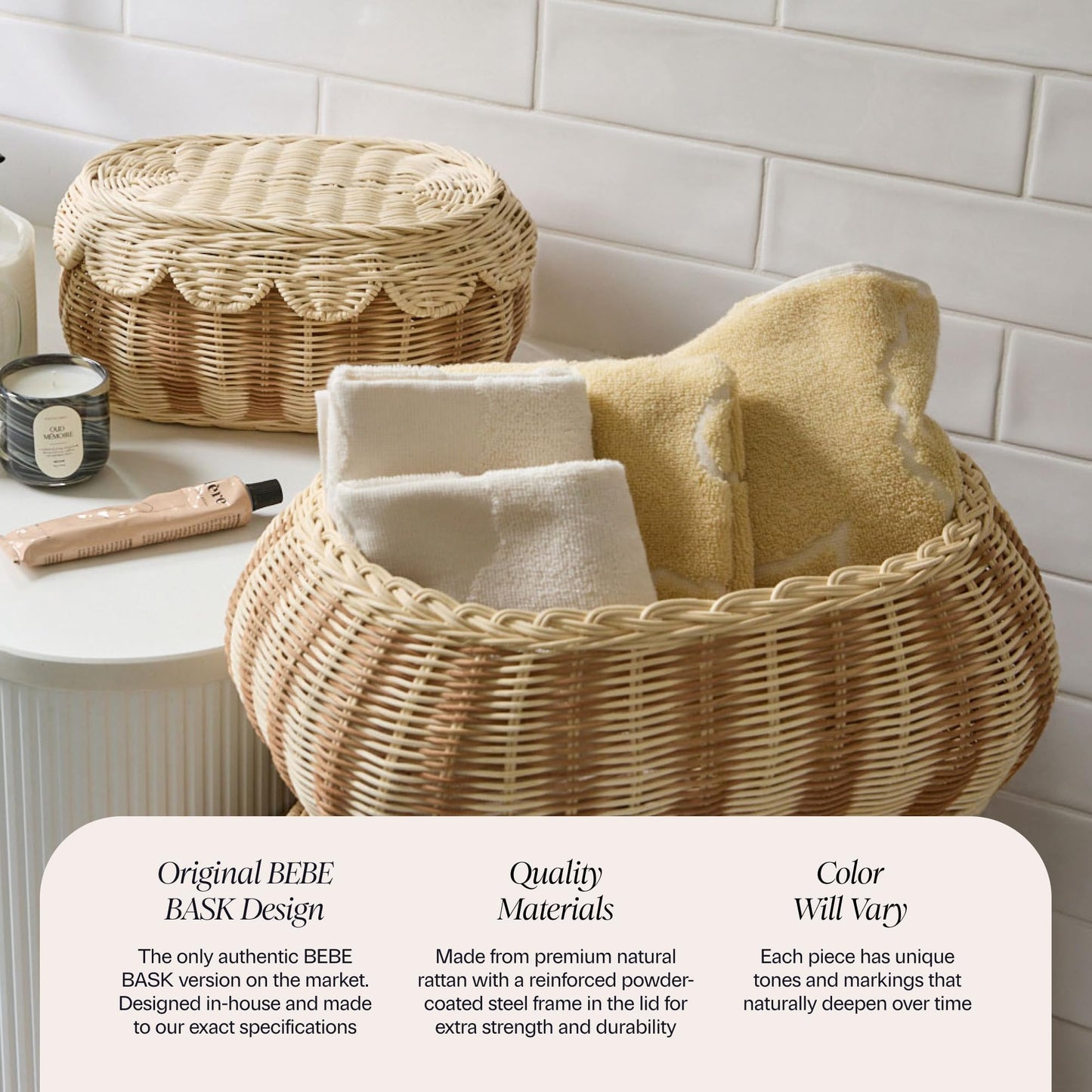 Hand-Woven Scalloped Basket Set Of 2