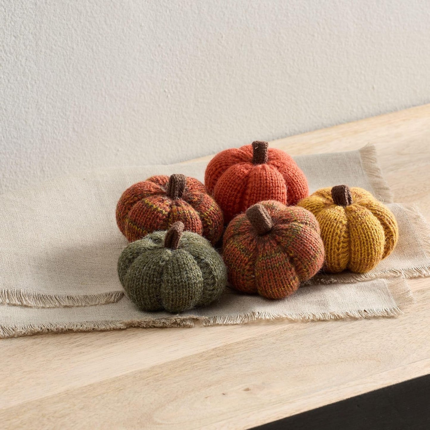 Set of 3 Cozy Knit Pumpkins