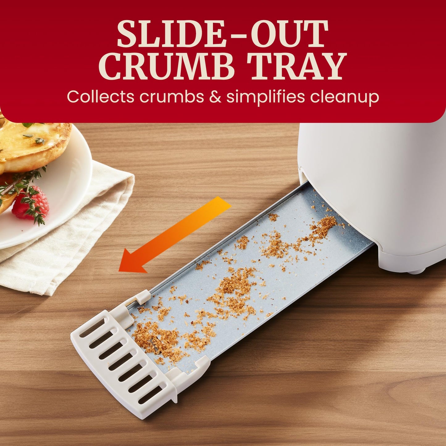Elite Gourmet ECT2517C SLIMTOAST™ 2-Slice Long Slot Toaster, Cool-Touch Body, 6 Browning Shades, Extra-Wide 1.5" Slot for Artisan Bread, Bagels, Waffles & English Muffins, Cremello