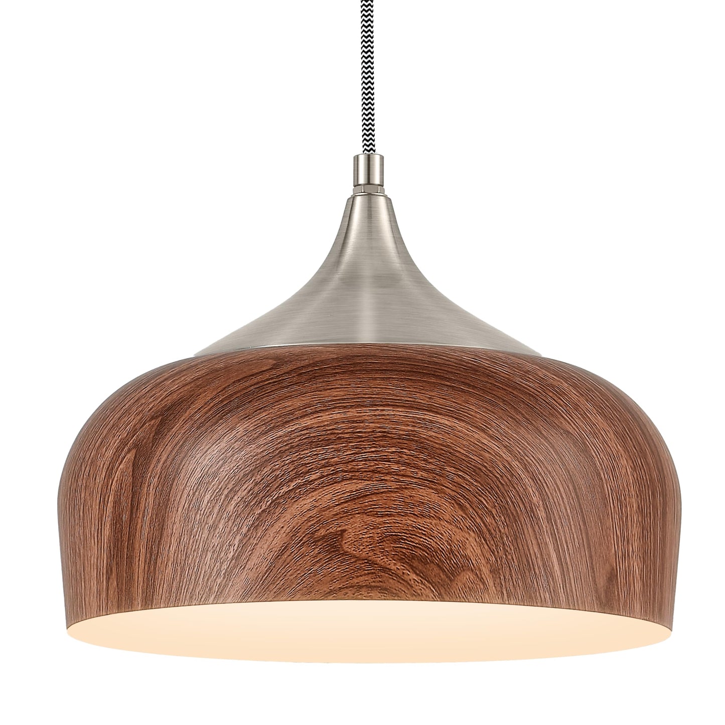 Modern Walnut Wooden Pendant Dome Light