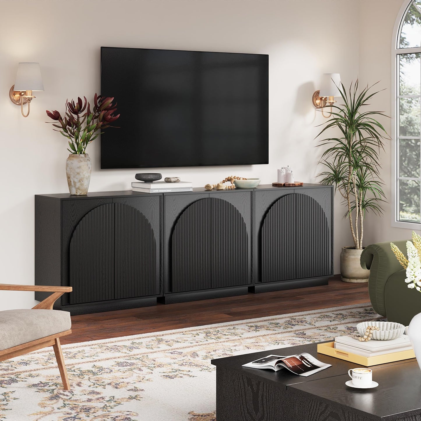 Modern Buffet Cabinet / Sideboard with Storage with Wave Design