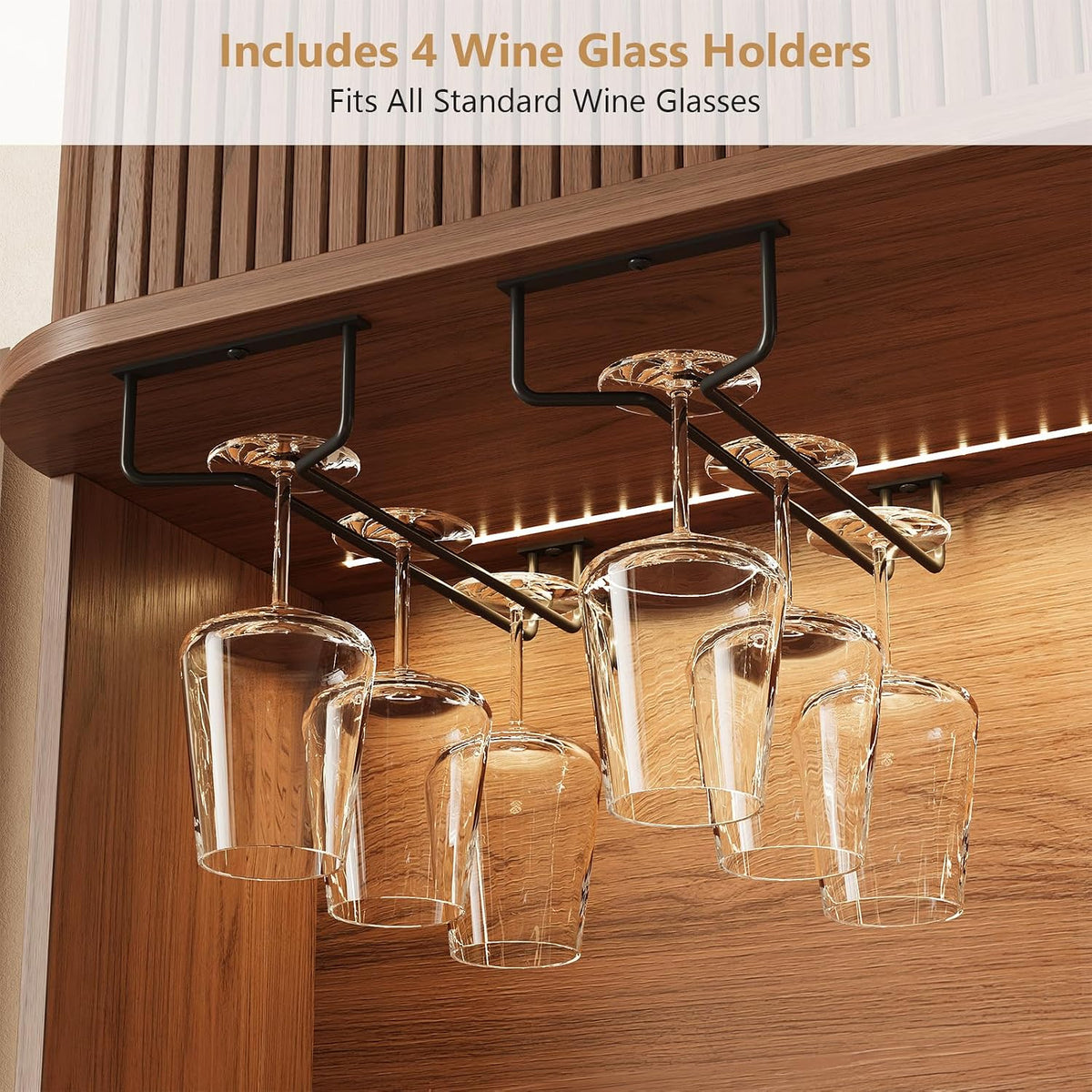 71" Tall Fluted Wine Bar Cabinet with Storage