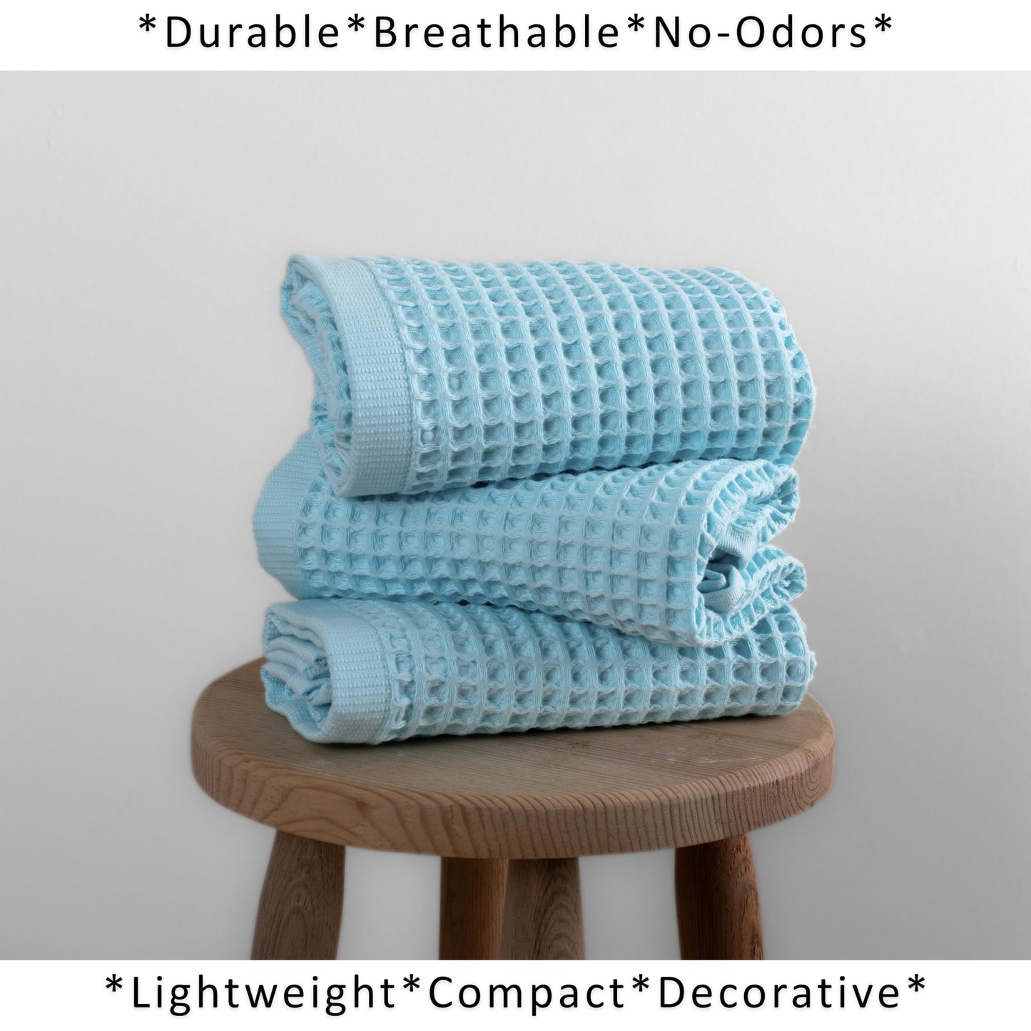 PÜSKÜL Organic Waffle Kitchen Towel Pure 100% Turkish Cotton Set of 3 Natural Raw-Undyed Towel - Premium Quality Soft Quick-Dry Absorbent Lint-Free Hand & Dish Towels Large 32X16 (3, Natural Beige)