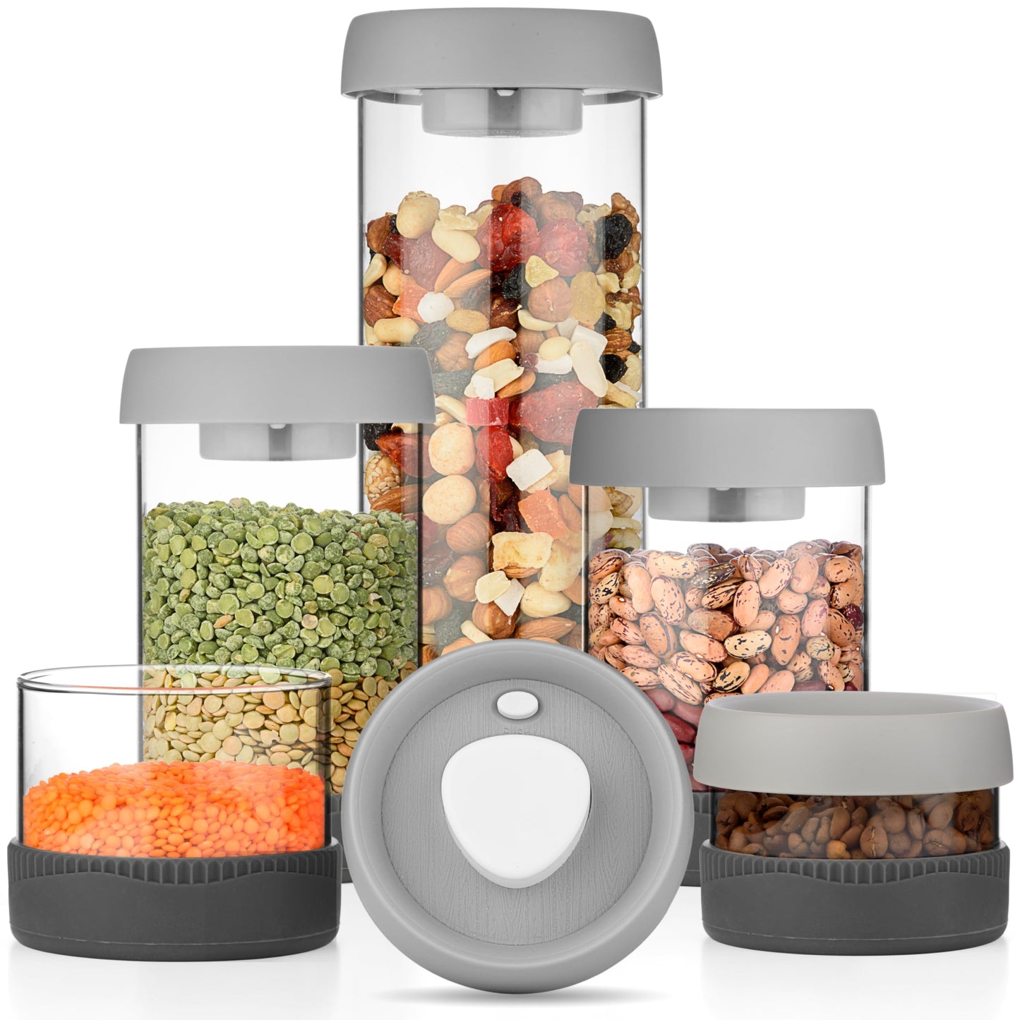 Glass Container Set with Acacia Lids - 4 Stackable Meal Prep Containers. Durable heat resistant Inert Borosilicate Glass