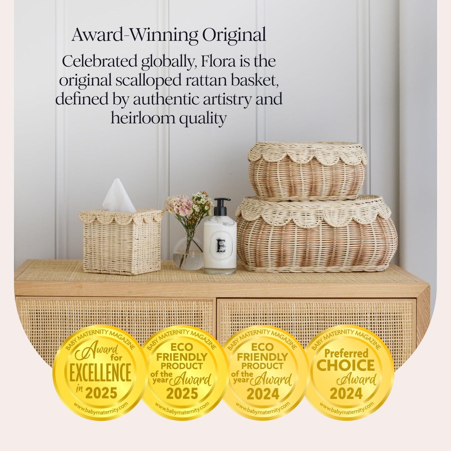 Hand-Woven Scalloped Basket Set Of 2