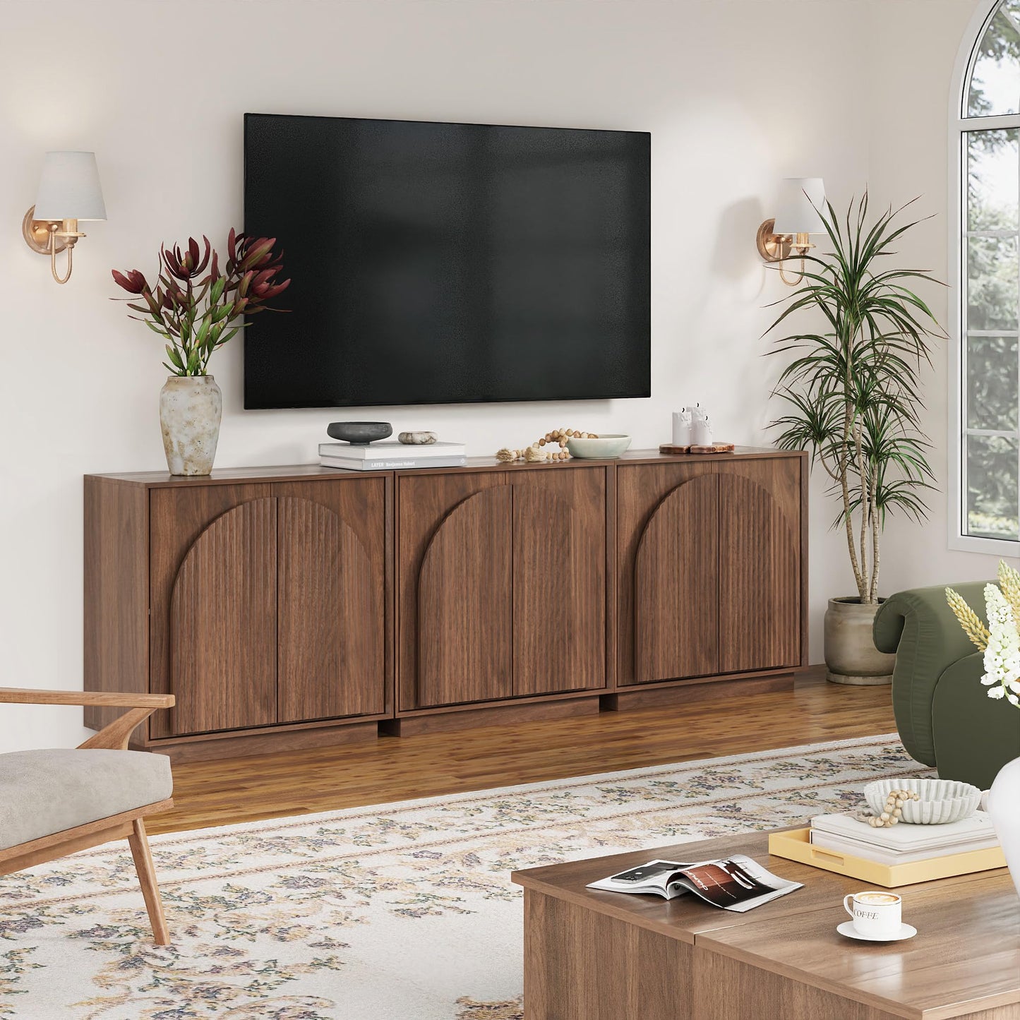 Modern Buffet Cabinet / Sideboard with Storage with Wave Design