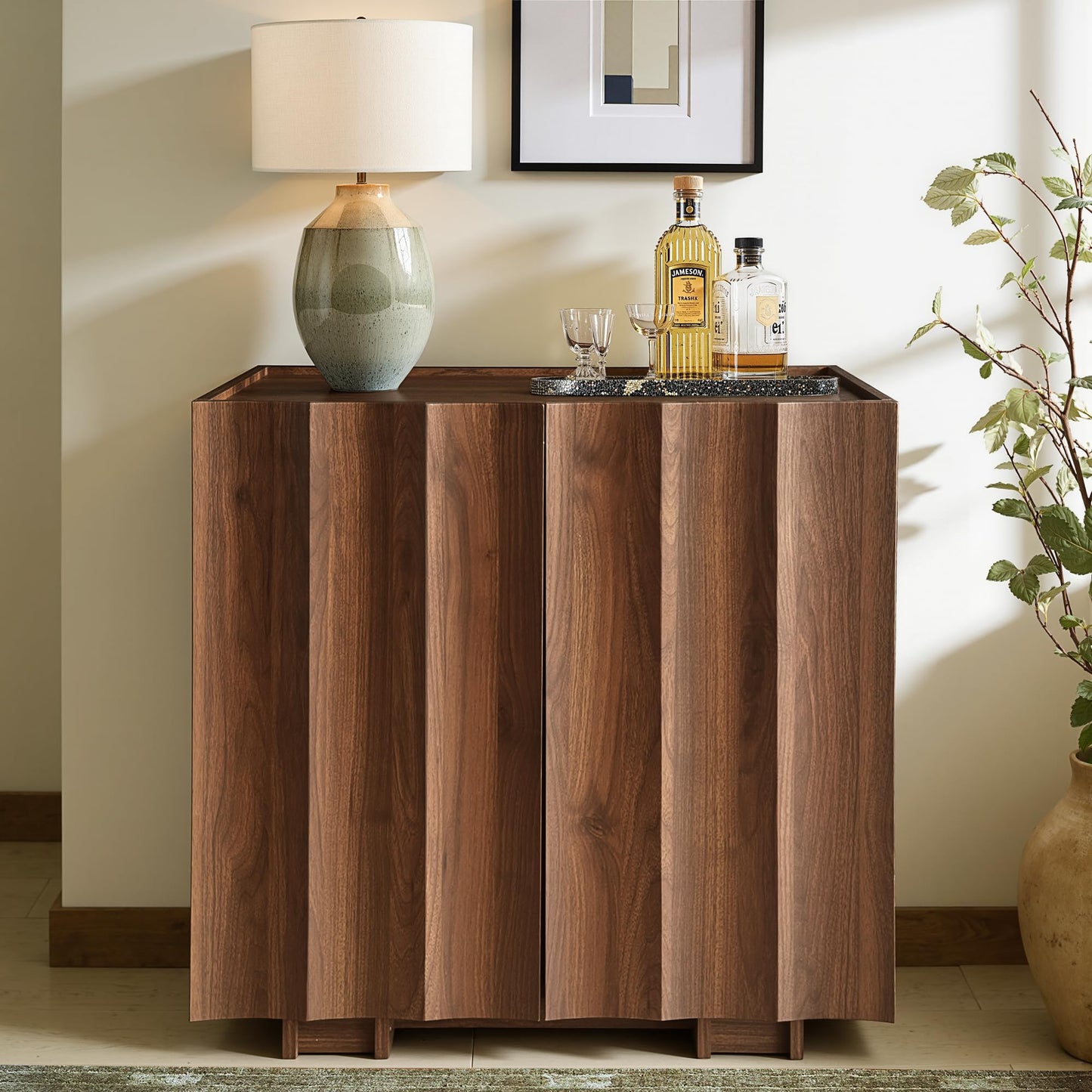 Modern Buffet Cabinet / Sideboard with Storage with Wave Design