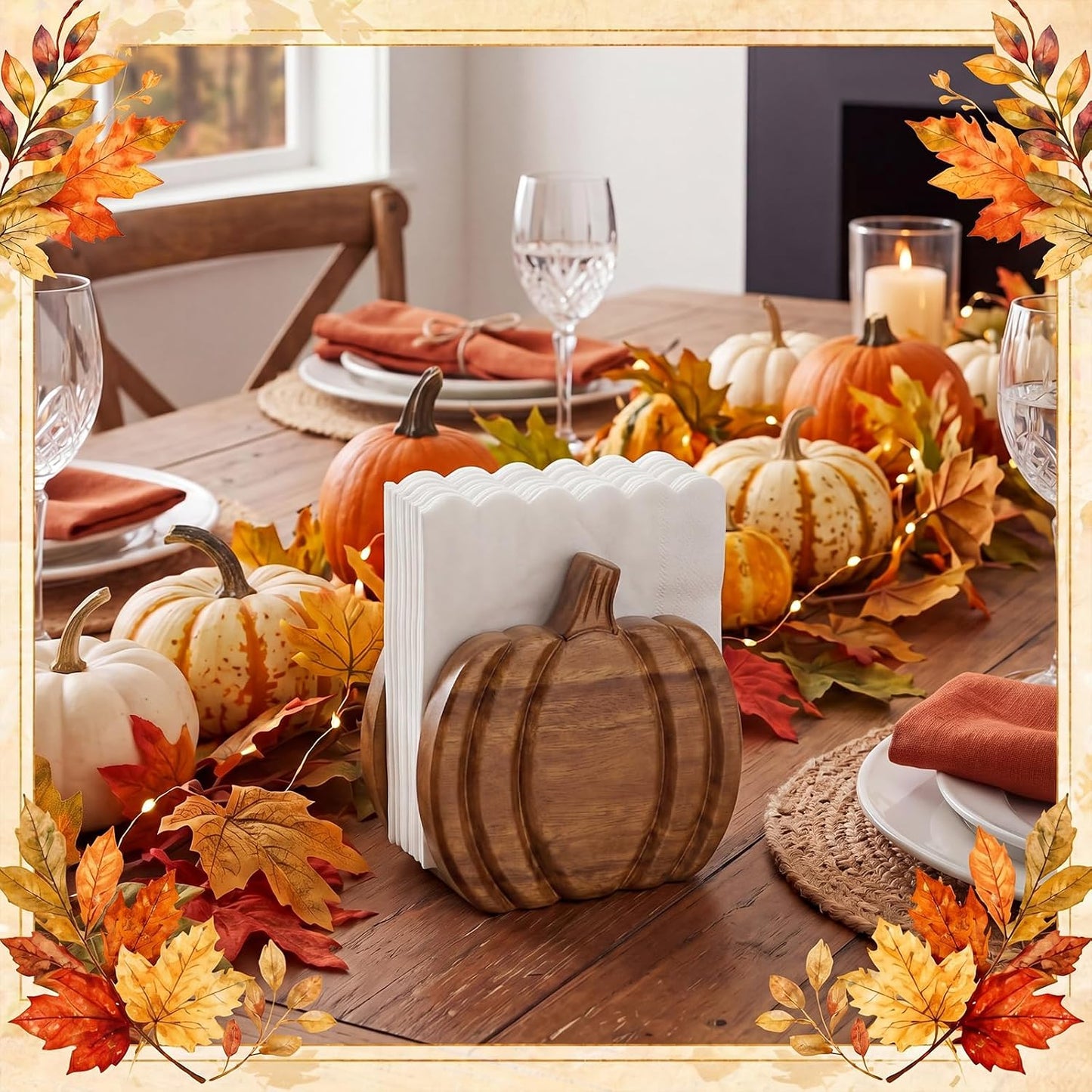 Wooden Pumpkin Napkin Holder