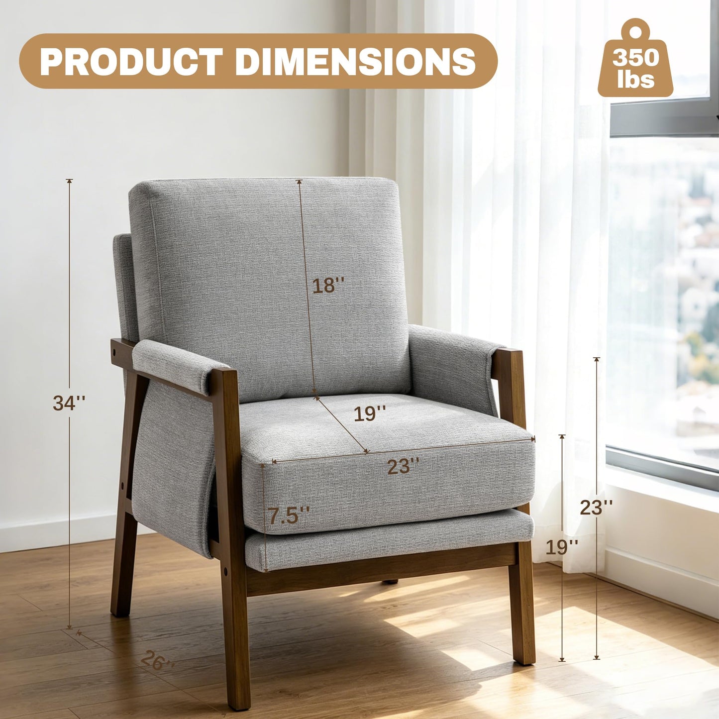 Modern Accent Armchair_Solid Wood