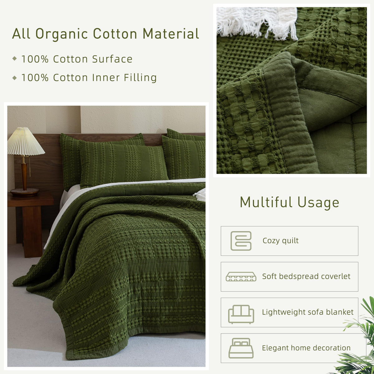 Oversized Waffle Weave Lightweight Coverlets_3 Pieces