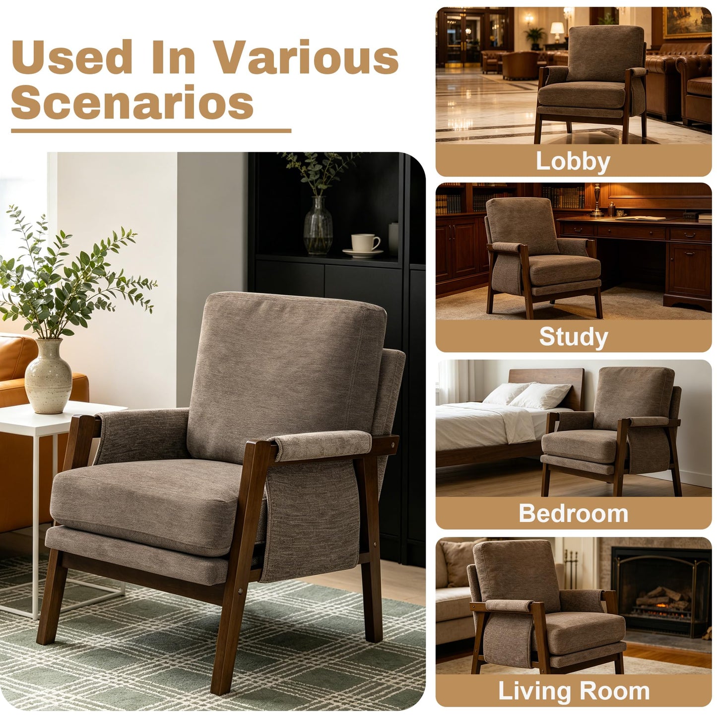Modern Accent Armchair_Solid Wood