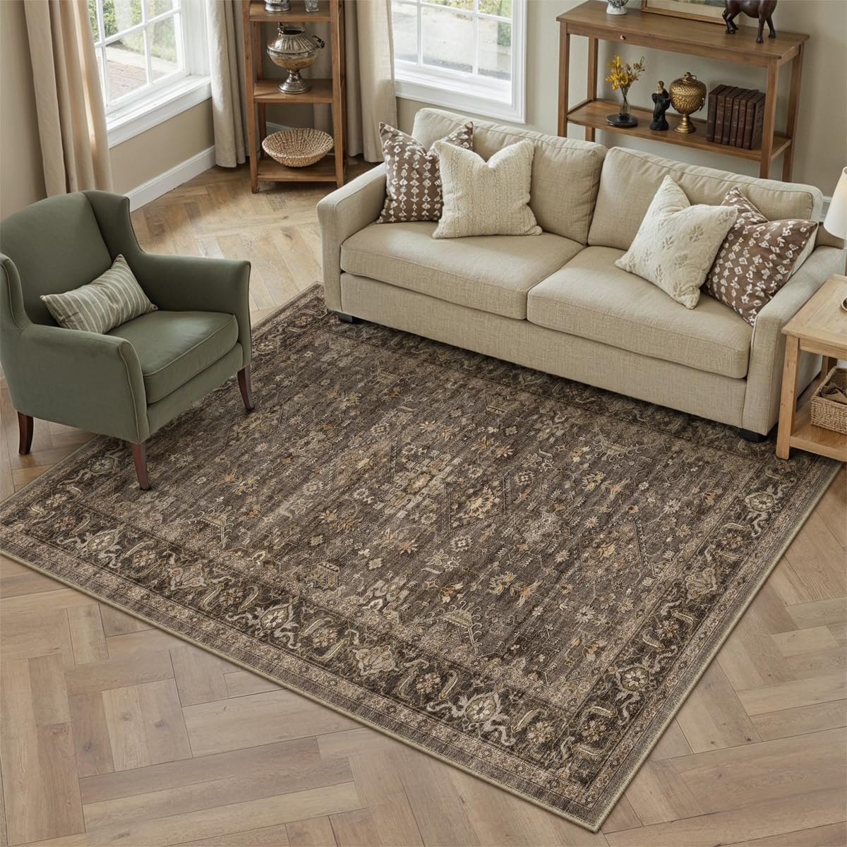 Dark Brown Vintage Rug
