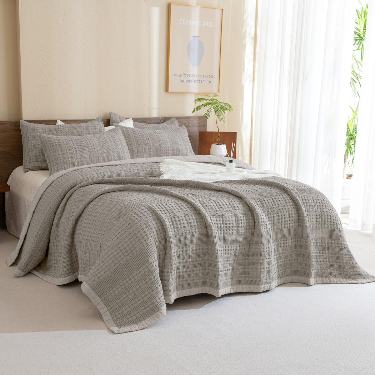 Oversized Waffle Weave Lightweight Coverlets_3 Pieces
