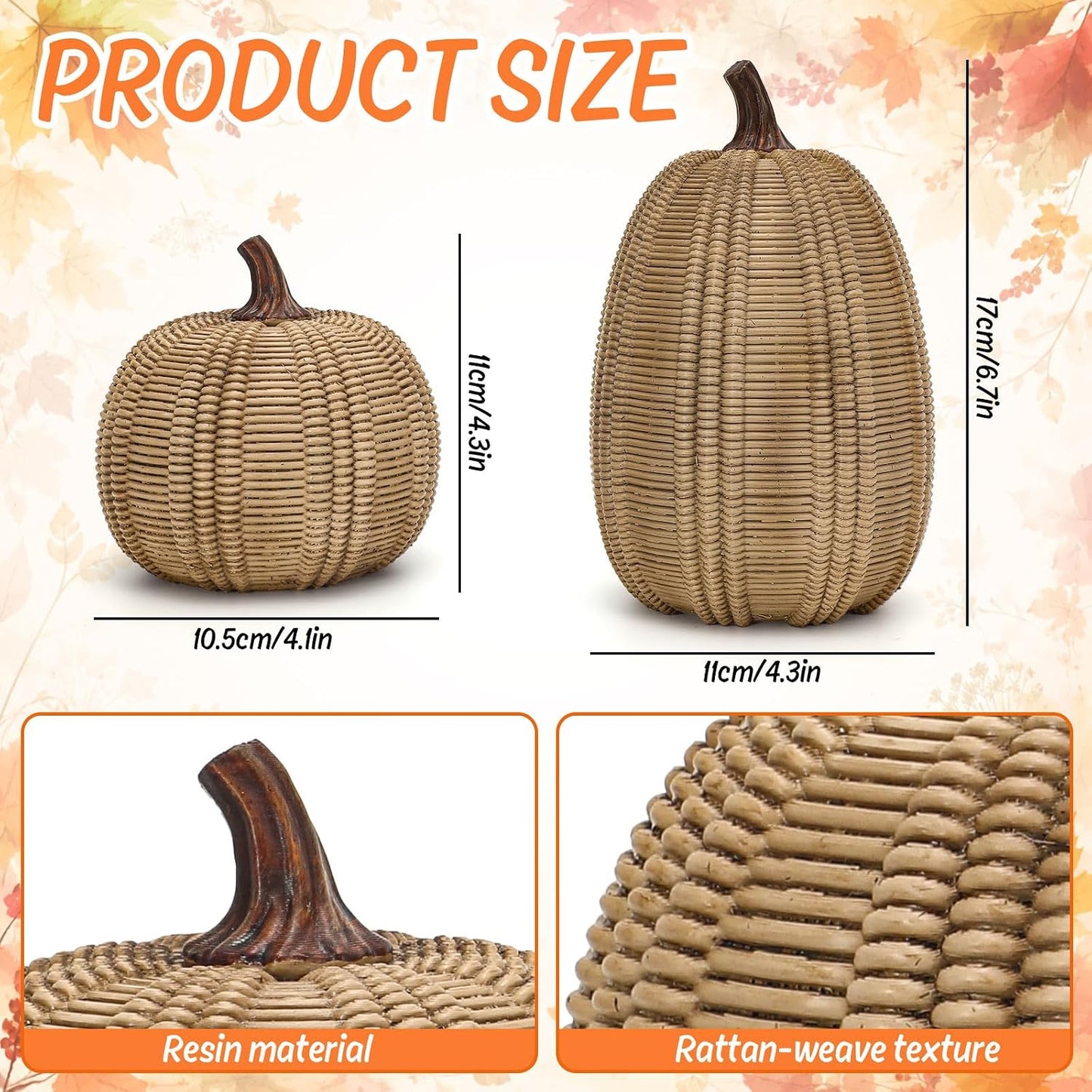 Rattan 2Pcs Pumpkin Decoration