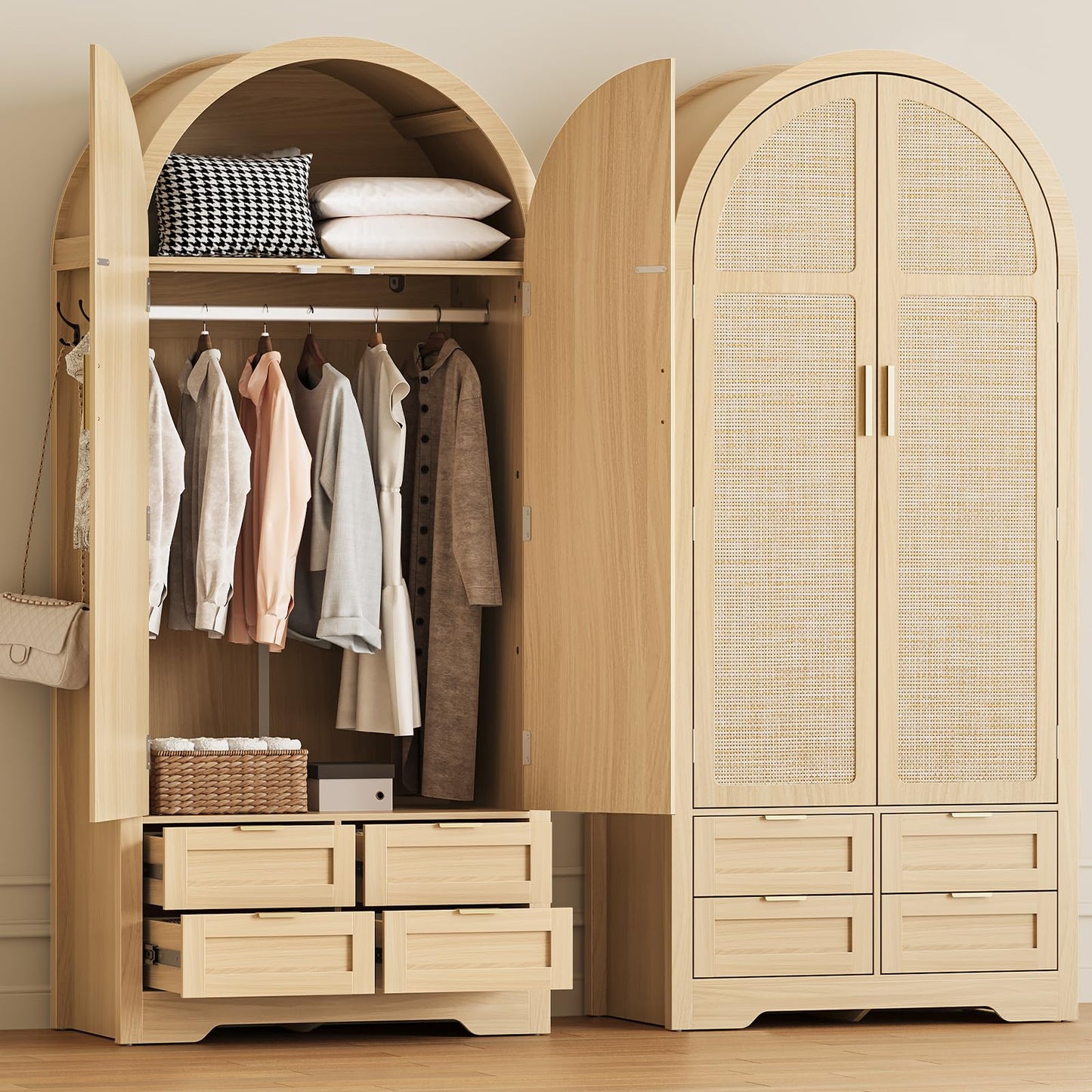 Armoire Wardrobe Closet with 4 Drawers