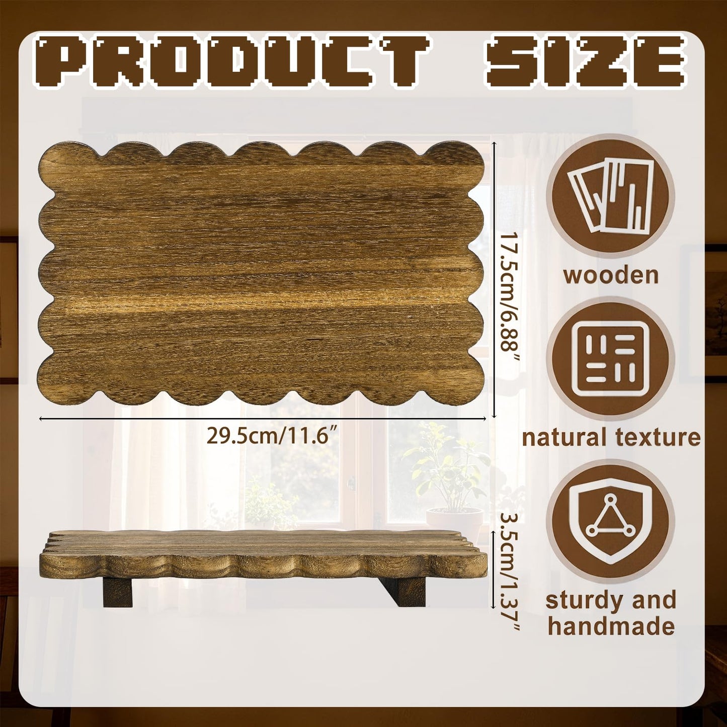 Scalloped Wood Riser Tray