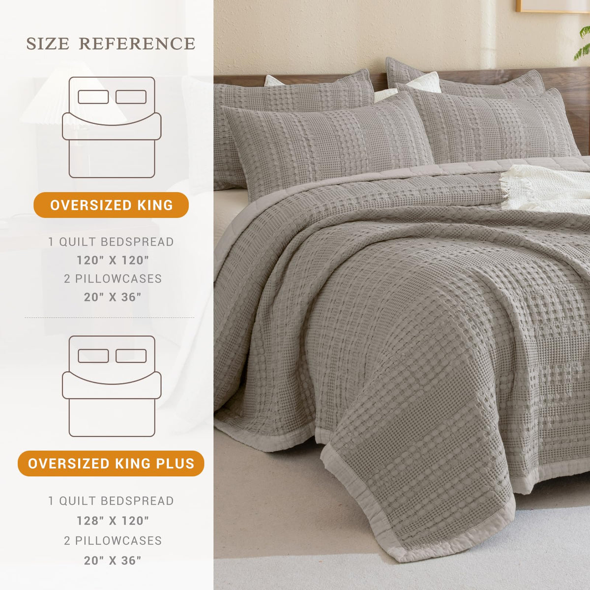 Oversized Waffle Weave Lightweight Coverlets_3 Pieces