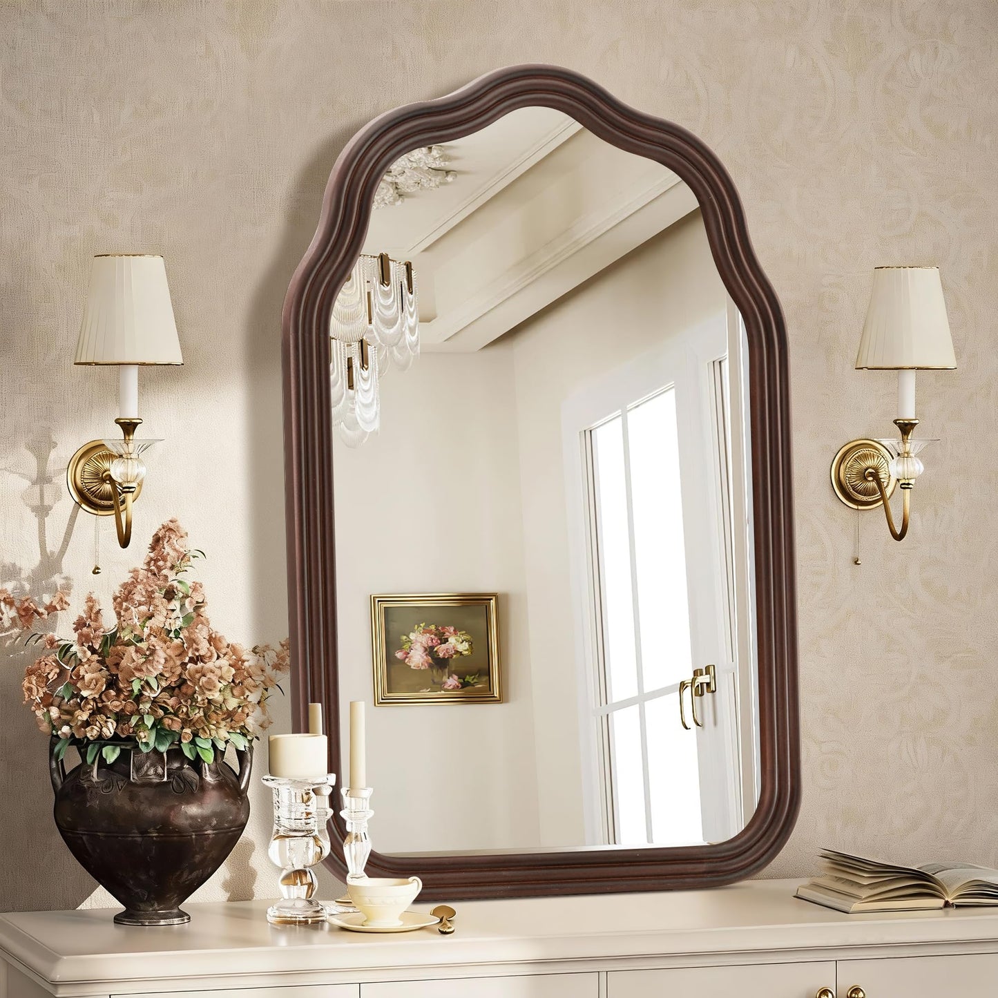 24Wood Arch Bathroom Mirror for Wall