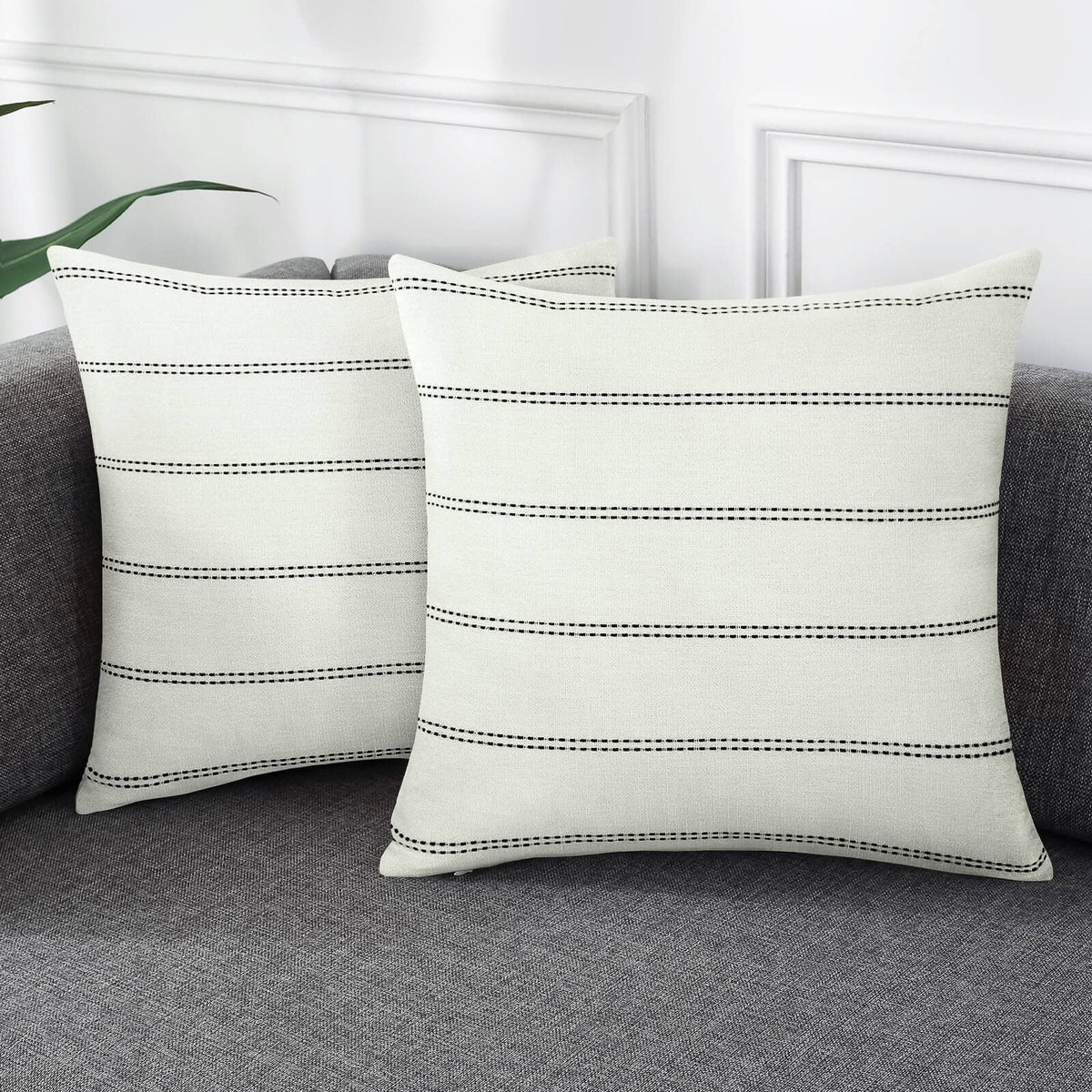 2 Pair Stripe Check Throw Pillow Covers 18x18Inch