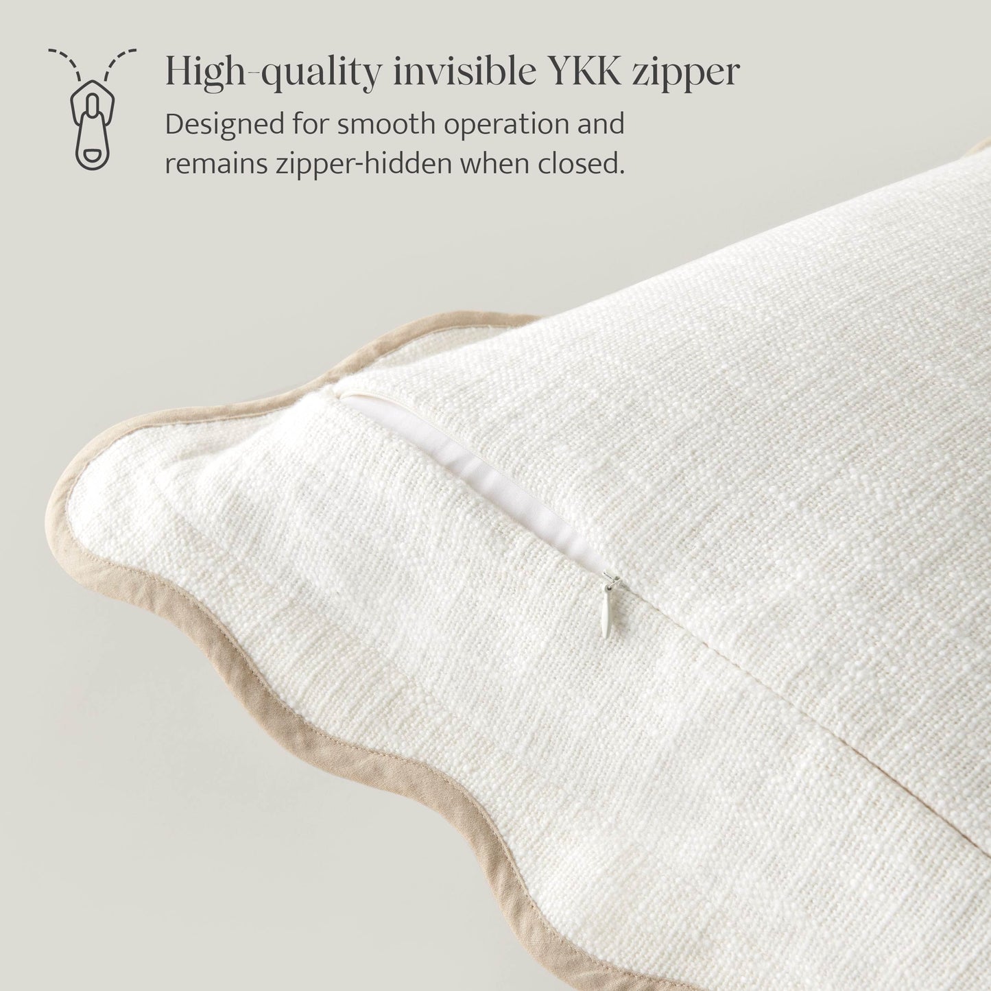 Double Stitch Scalloped Throw Pillow Covers - 100% Cotton