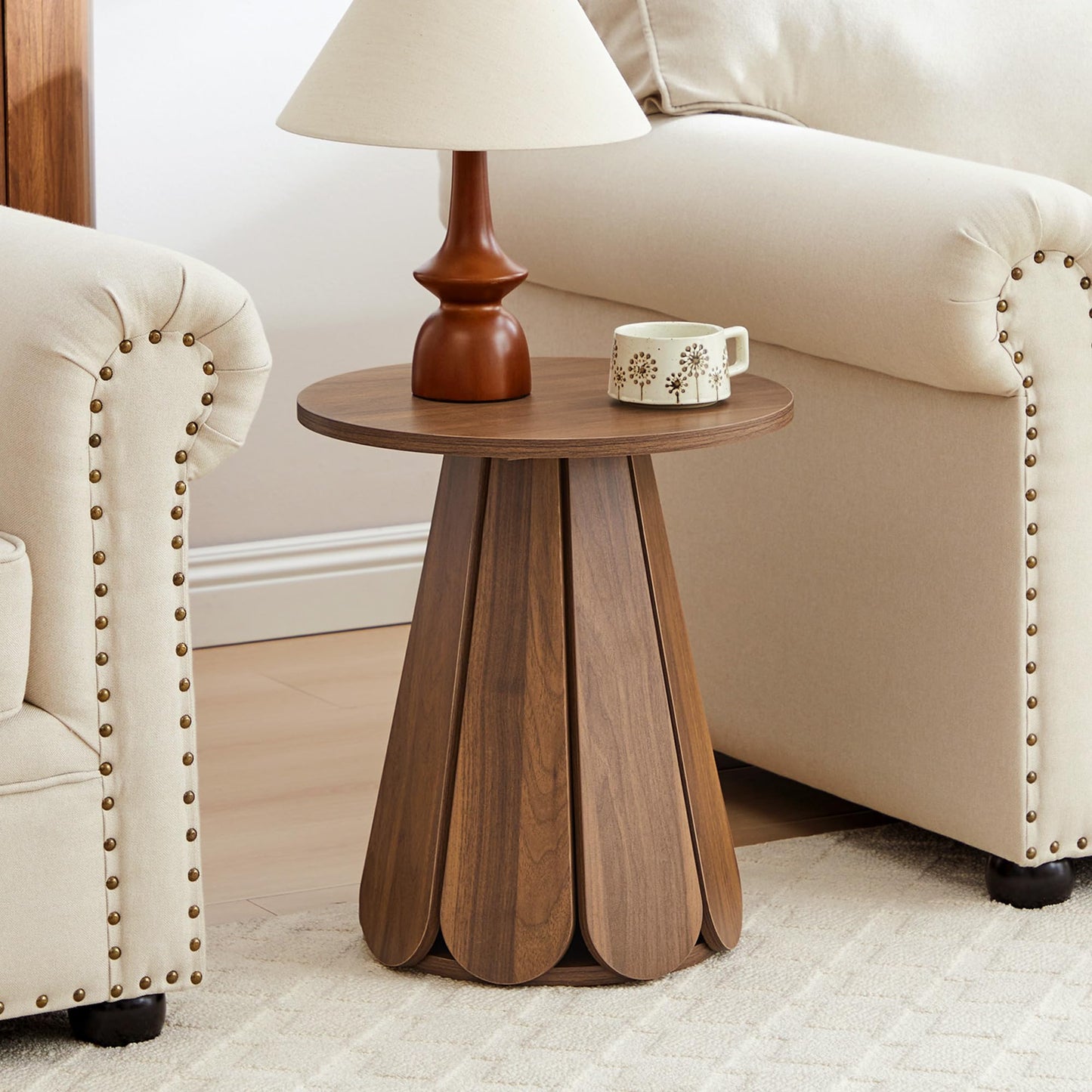 Mid Century Round Modern Side Table Nightstand