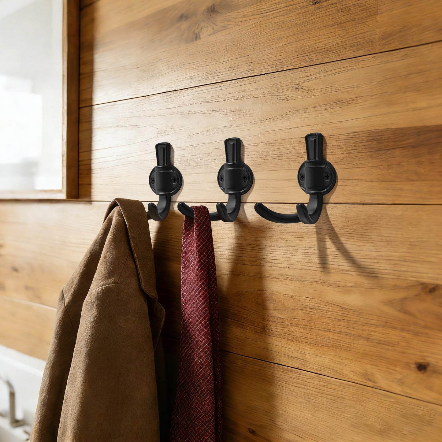 TUNNY 5 Pack Coat Hooks - Antique Brass Coat Hooks,Heavy Duty Hooks- wall Hook for Hanging Towel,Purse, Robe, Backpack, Jacket, Clothes - for Bathroom,Dorm, Closet, Kitchen