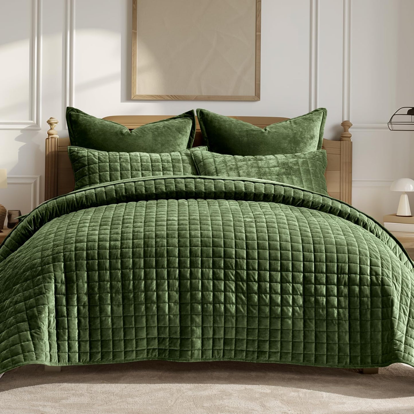 Box Stitch Velvet Quilt Set, King Size