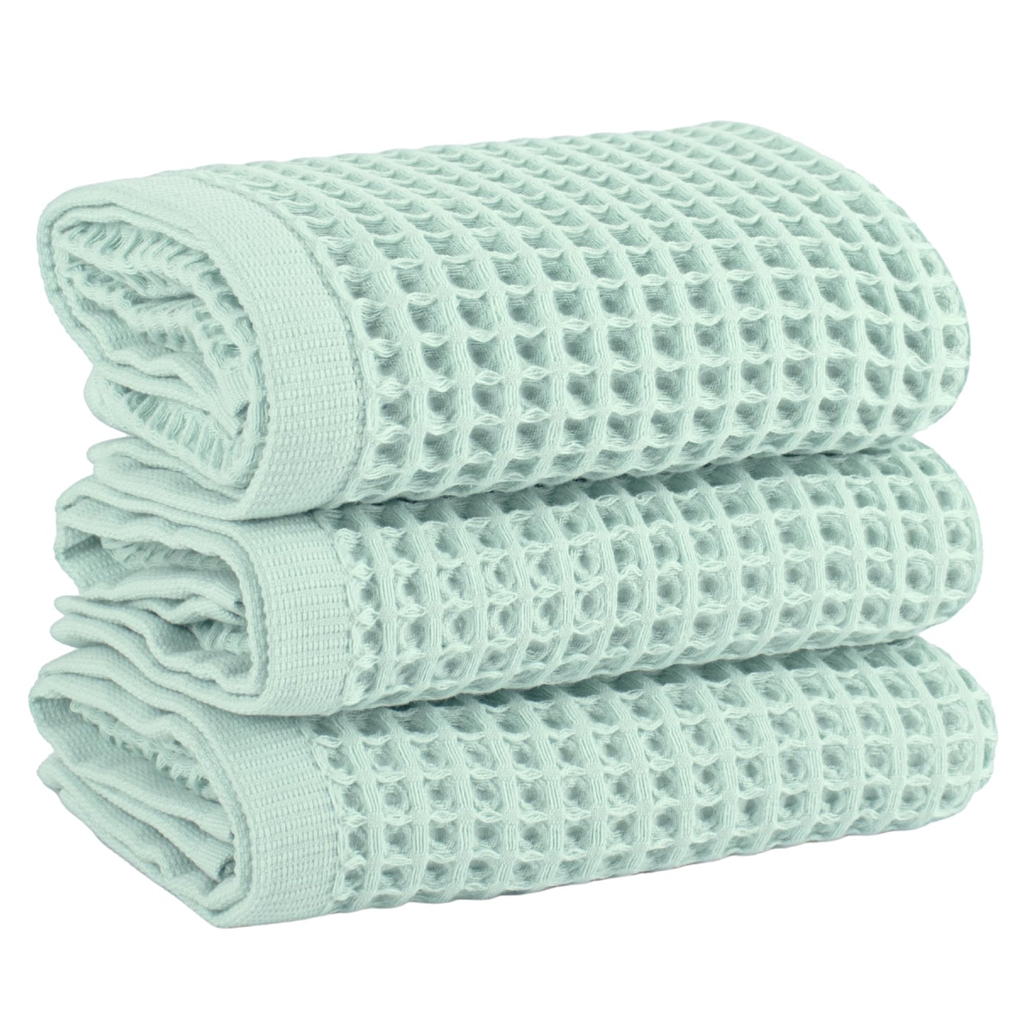 PÜSKÜL Organic Waffle Kitchen Towel Pure 100% Turkish Cotton Set of 3 Natural Raw-Undyed Towel - Premium Quality Soft Quick-Dry Absorbent Lint-Free Hand & Dish Towels Large 32X16 (3, Natural Beige)