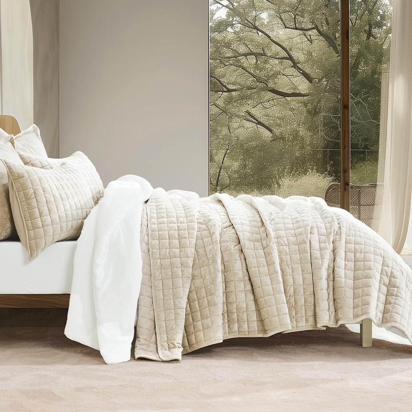 Box Stitch Velvet Quilt Set, King Size