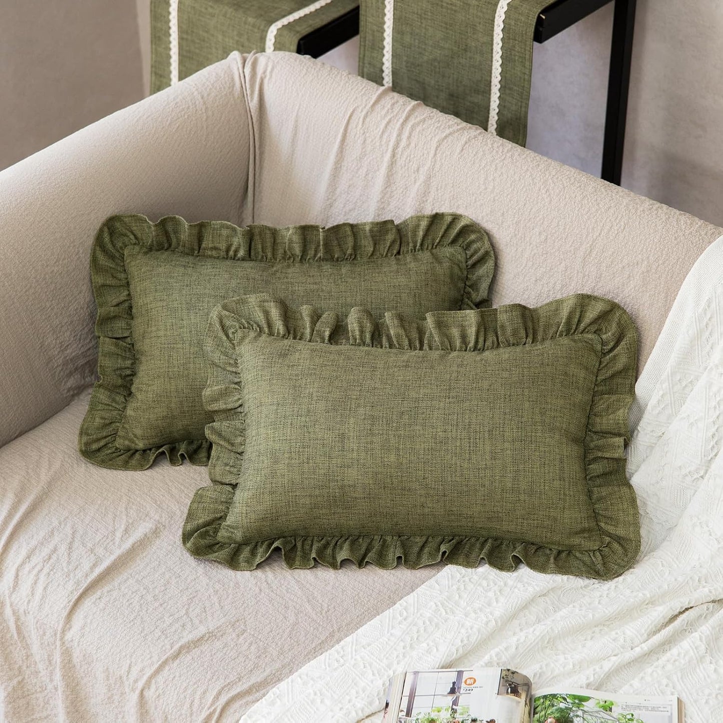 Rustic Classic Linen Style Throw Pillow Covers Set of 2