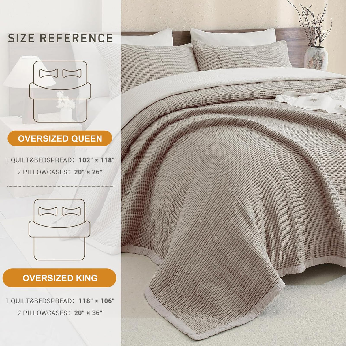 Oversized Waffle Weave Lightweight Coverlets_3 Pieces