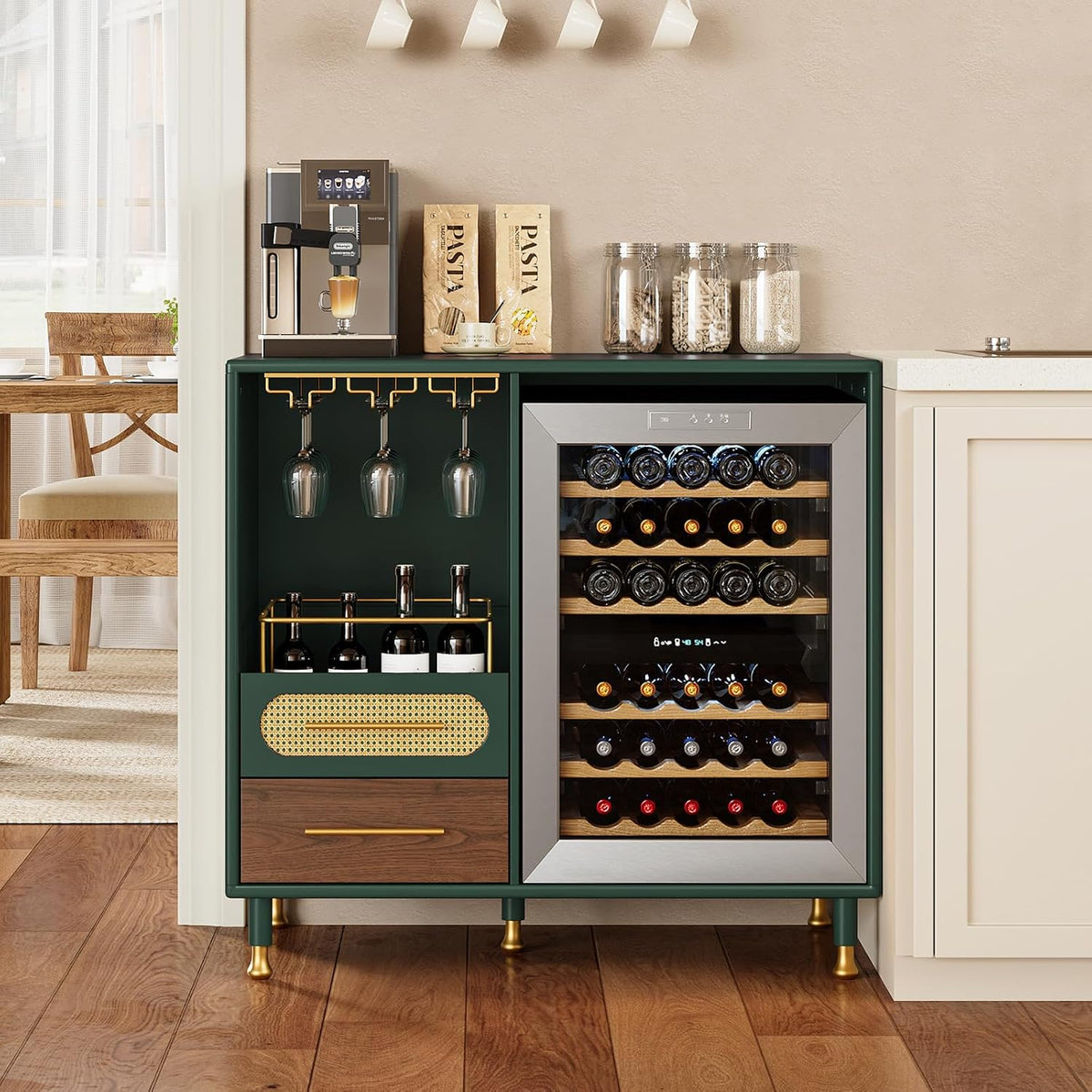 Coffee Wine Bar Cabinet with Mini Fridge