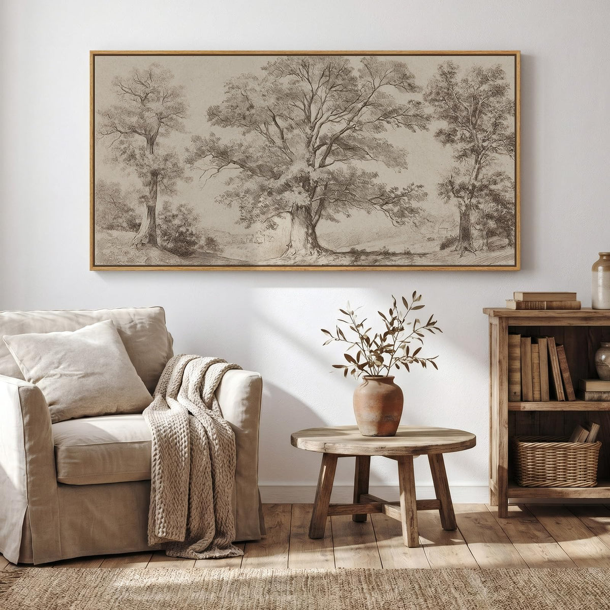 Framed Vintage Landscape Wall Art 60x30 Inch
