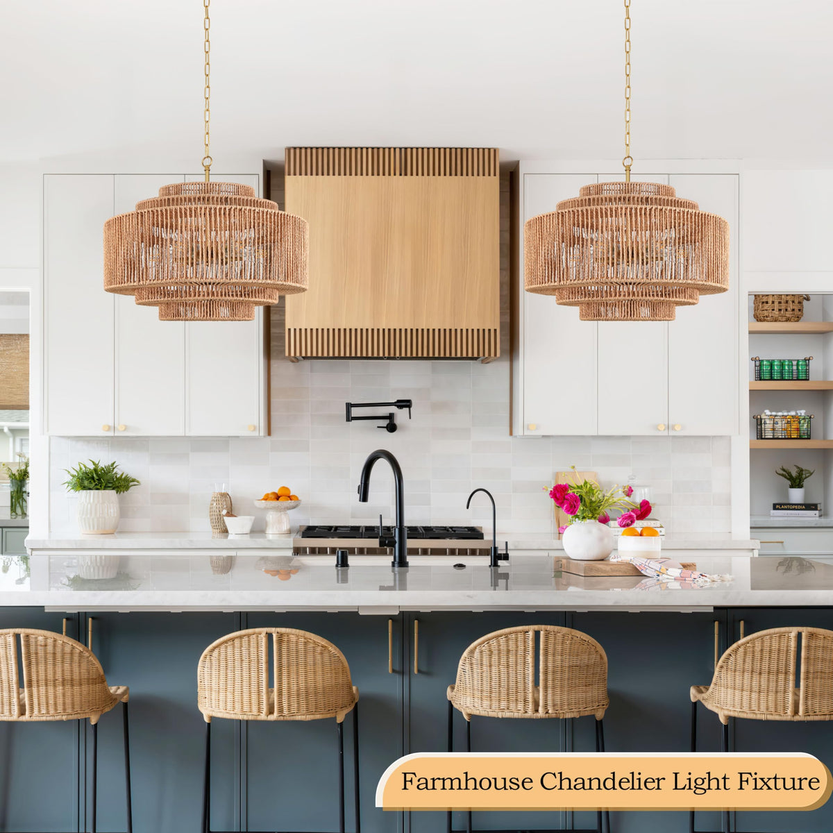 Black Rattan Pendant Chandelier