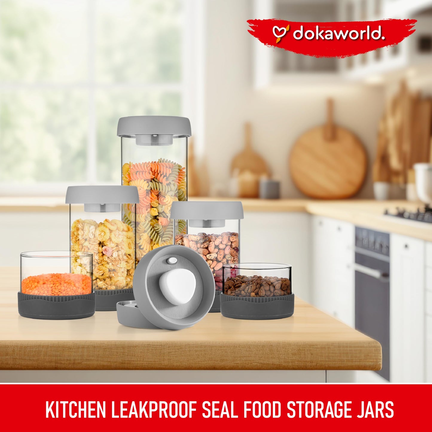 Glass Container Set with Acacia Lids - 4 Stackable Meal Prep Containers. Durable heat resistant Inert Borosilicate Glass