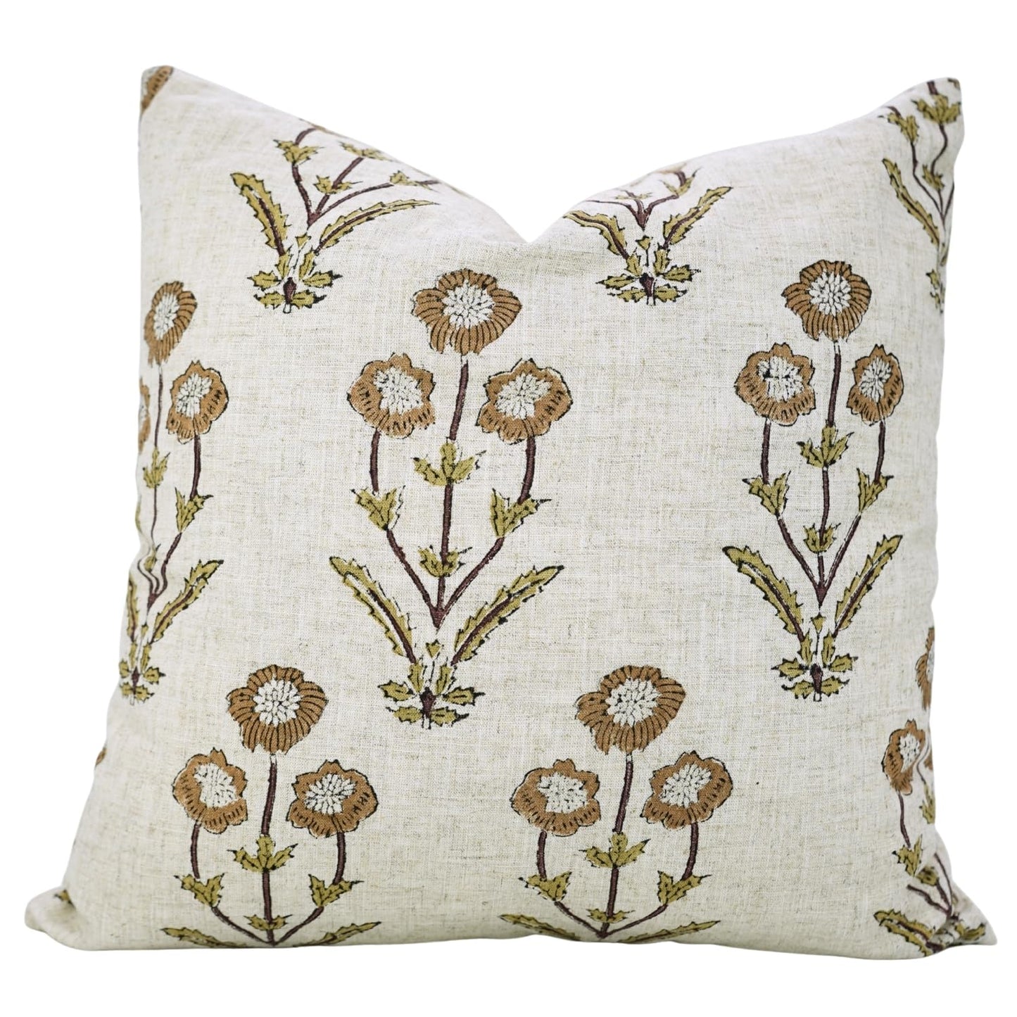 Floral Print Thick Linen 18x18 Inch Throw Pillowcase