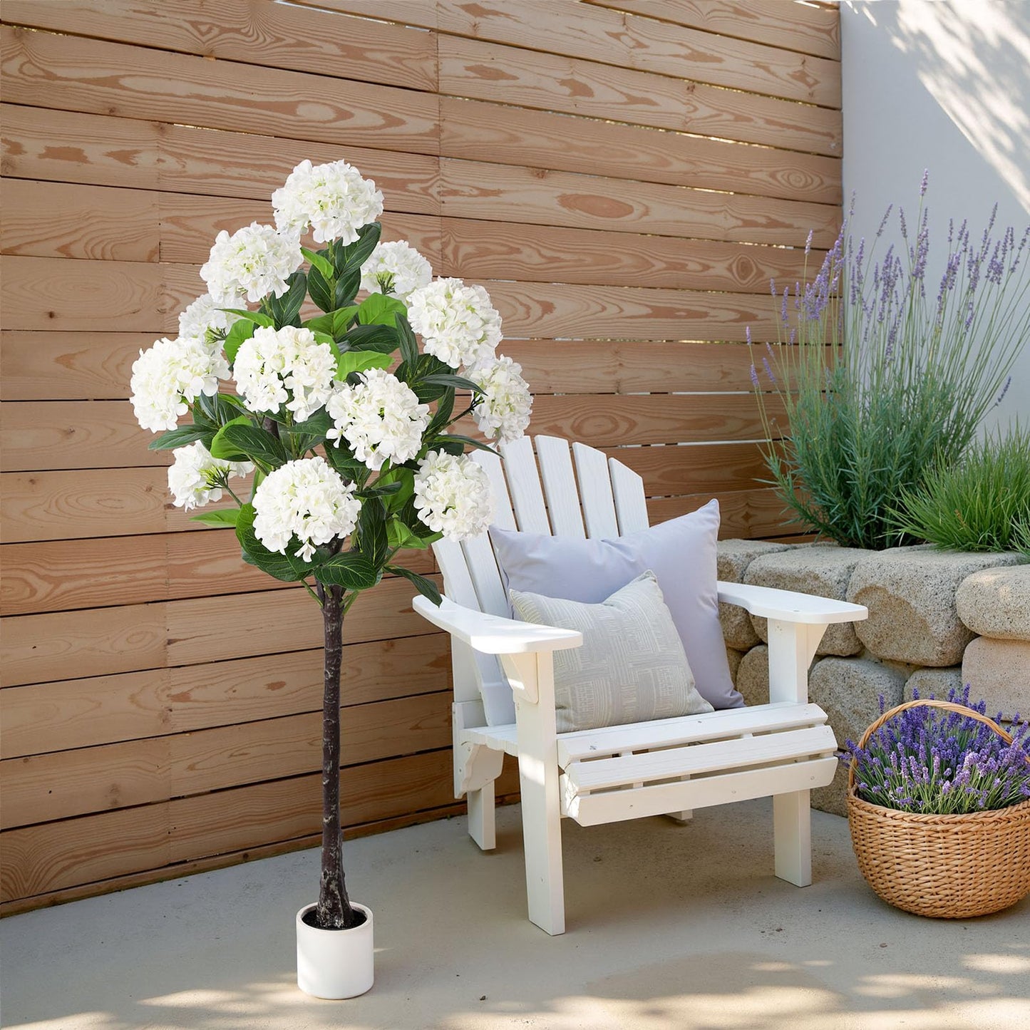 Yepdin 63 inch Artificial Camellia Tree with White Flower Pots - White Fake Tree,5 Ft Faux Plants Indoor wich Blooming,Artificial Plants for Indoor & Outdoor Home Front Door Decor