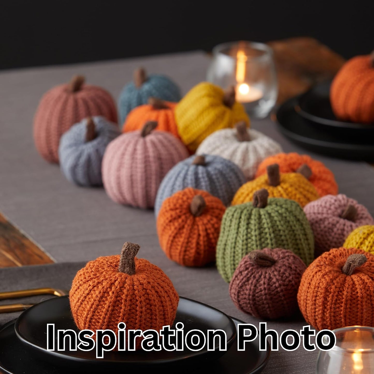 Set of 3 Cozy Knit Pumpkins