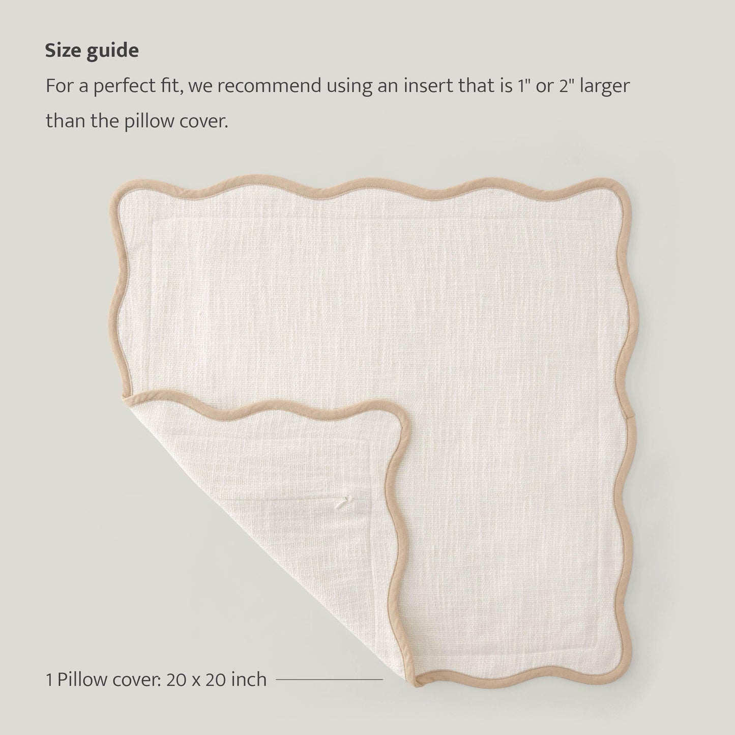 Double Stitch Scalloped Throw Pillow Covers - 100% Cotton
