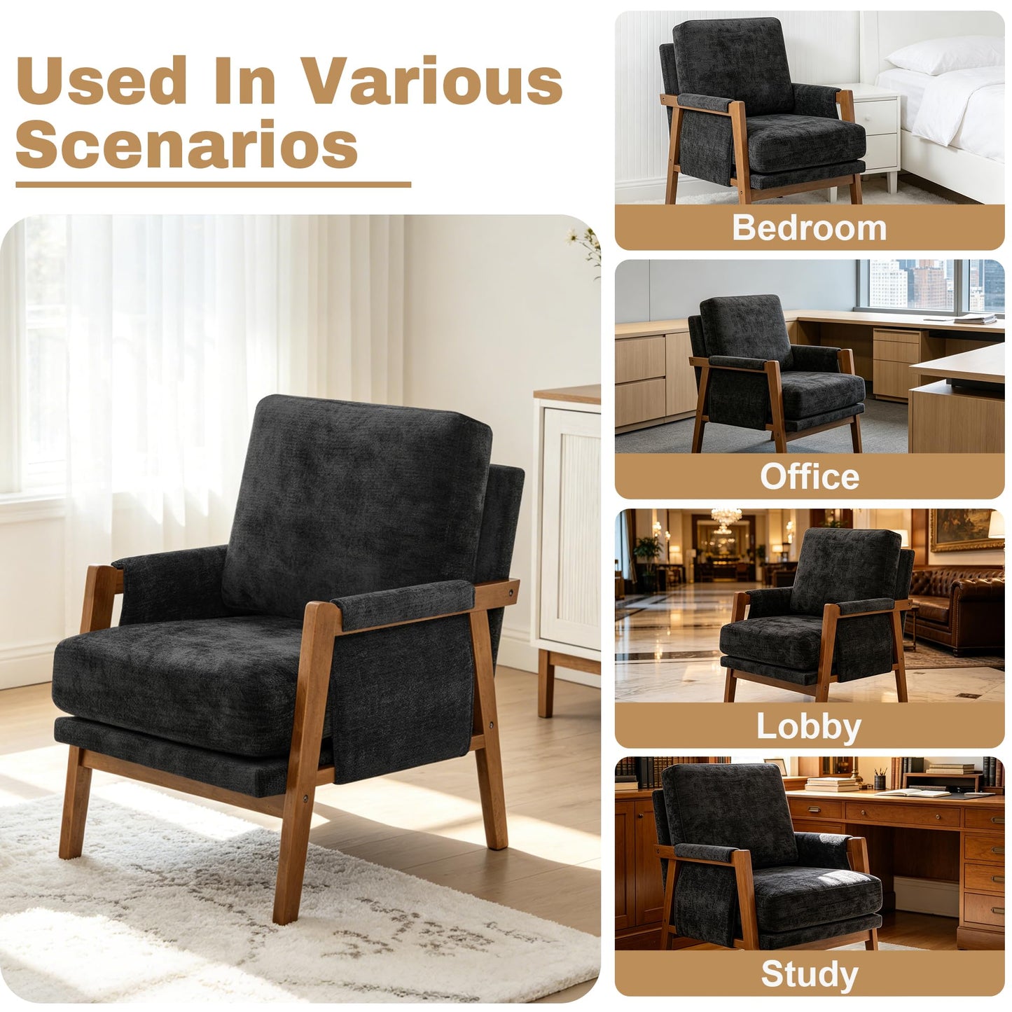 Modern Accent Armchair_Solid Wood