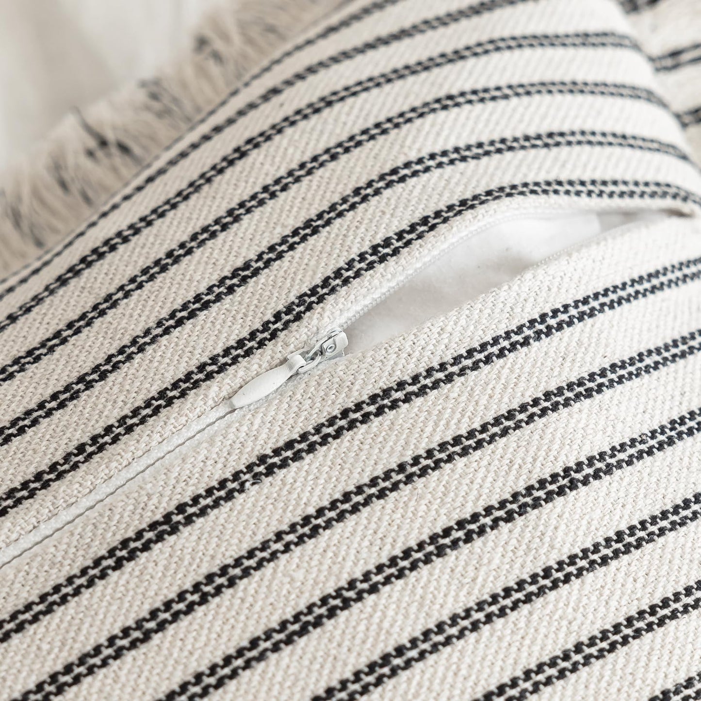 Throw Pillow Covers 18x18 Set of 2 Striped Fringe