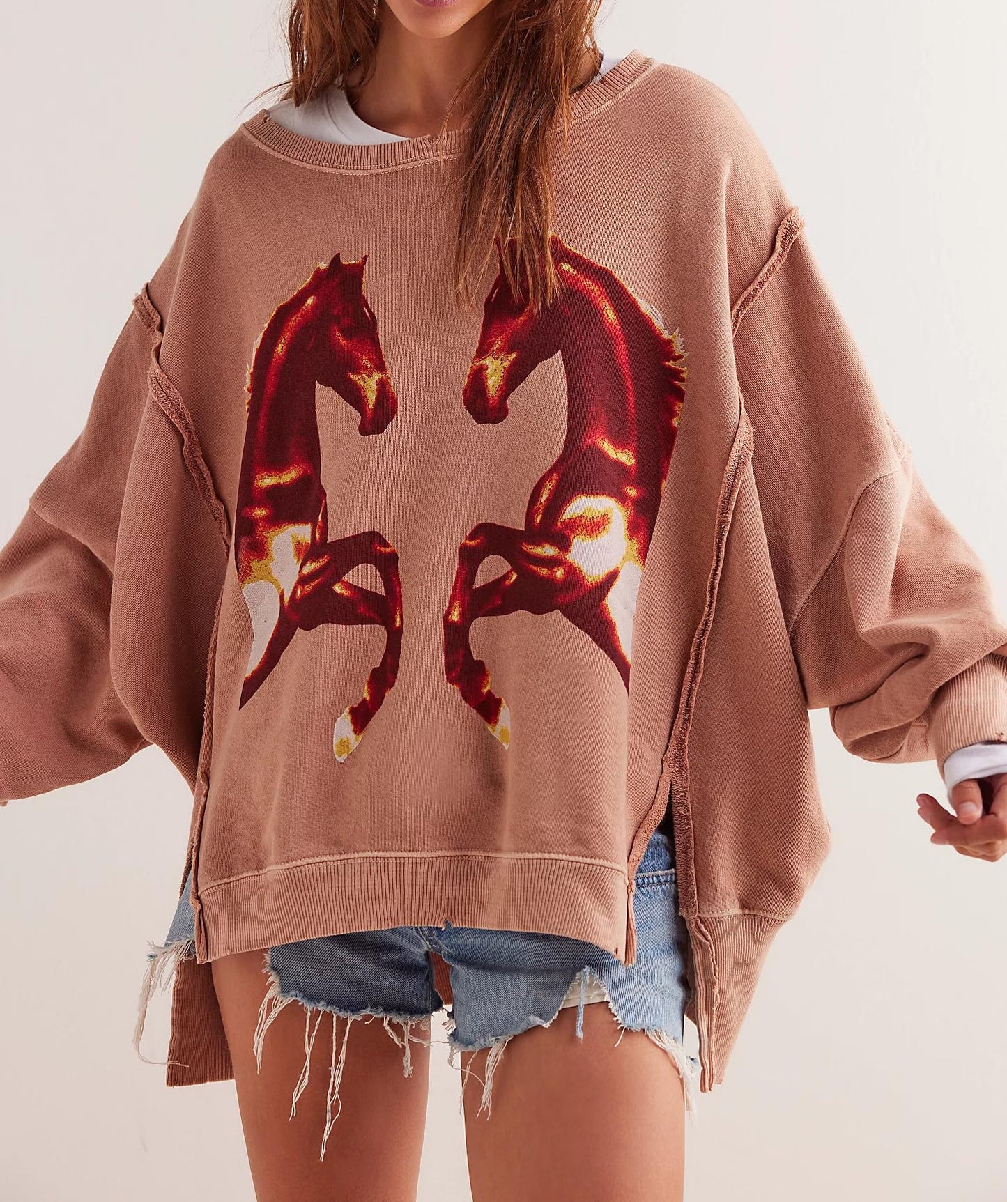 Womens Vintage Oversized Graphic Cute Crewneck Sweatshirt Y2k Loose Fit Aesthetic Retro Pullover Going Out Tops