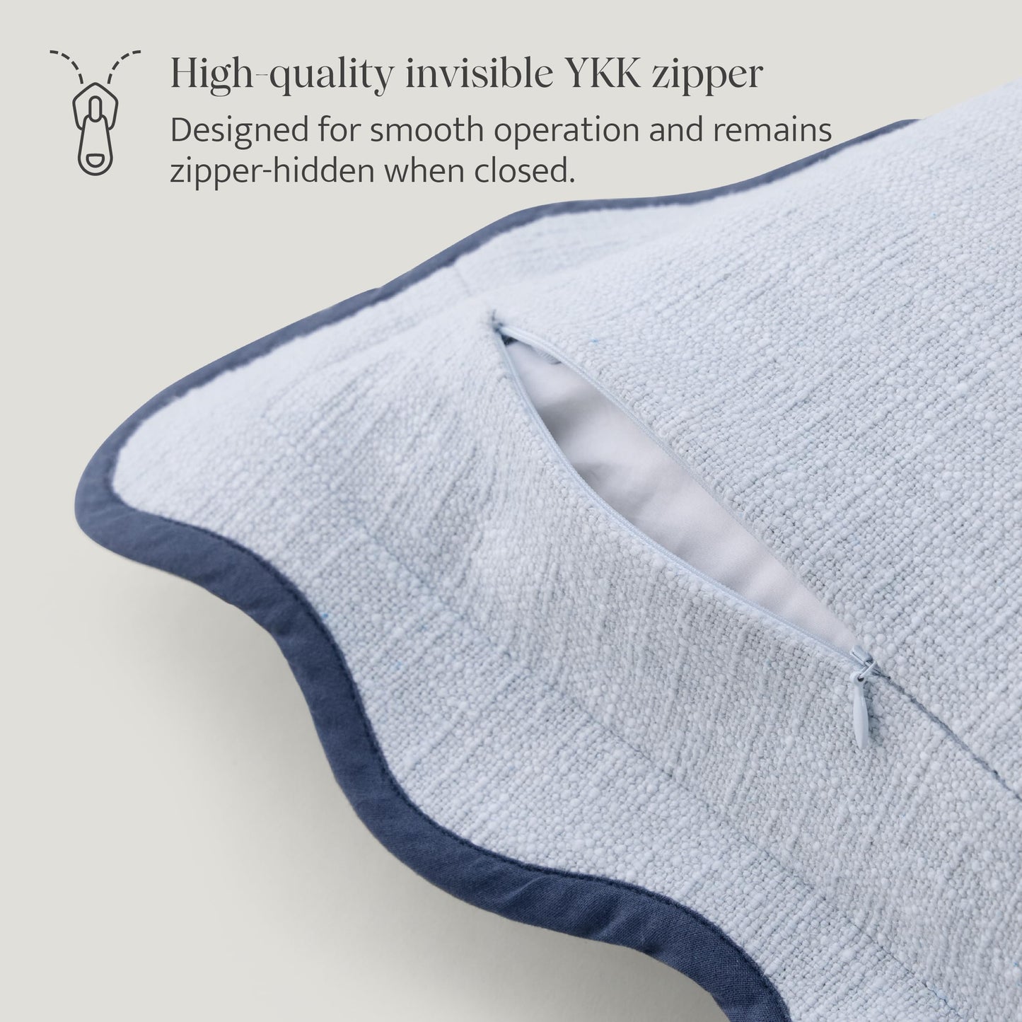 Double Stitch Scalloped Throw Pillow Covers - 100% Cotton